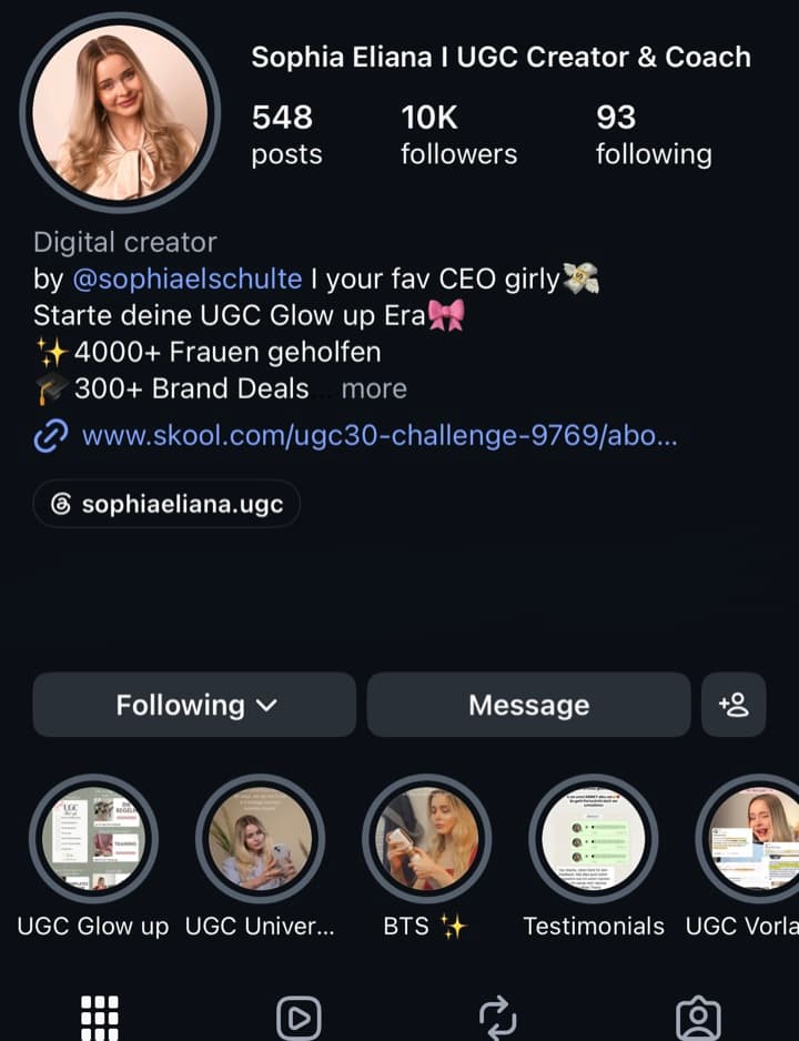 Sophia UGC — 10K Followers