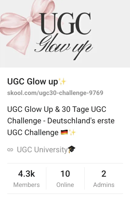 UGC Glow Up Community — 4.000+ Mitglieder